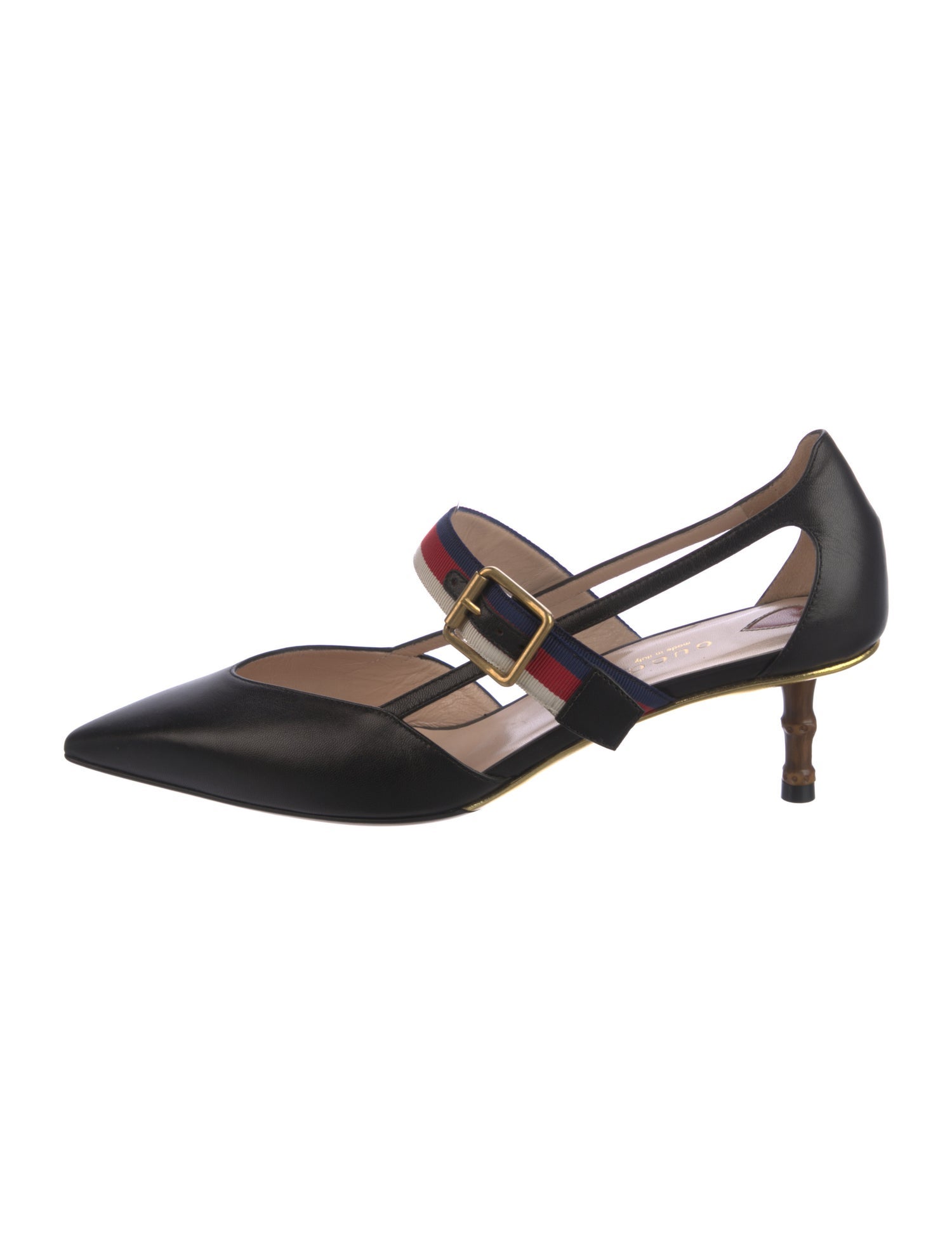 Gucci Sylvie Web Accent Leather Slingback Pumps