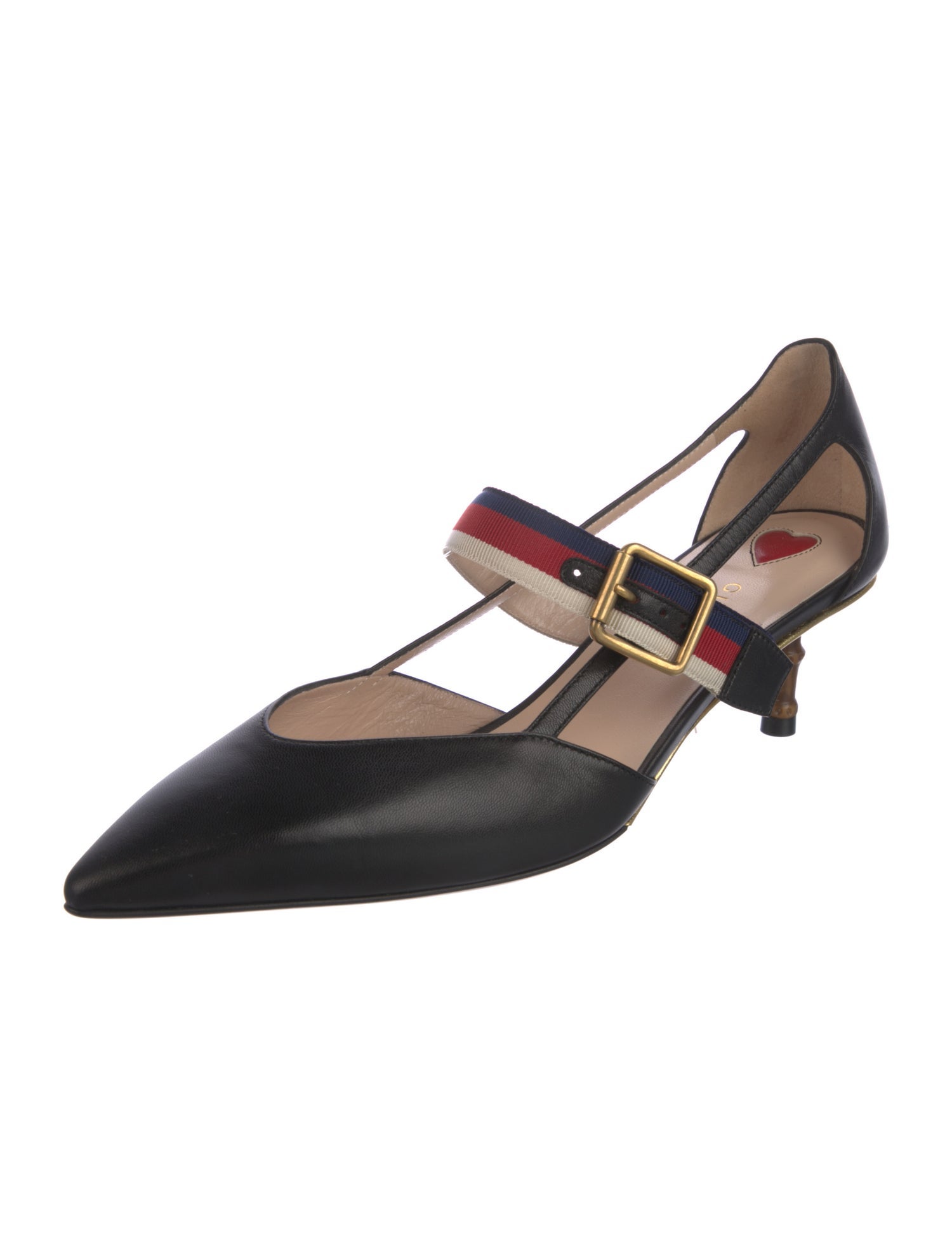 Gucci Sylvie Web Accent Leather Slingback Pumps