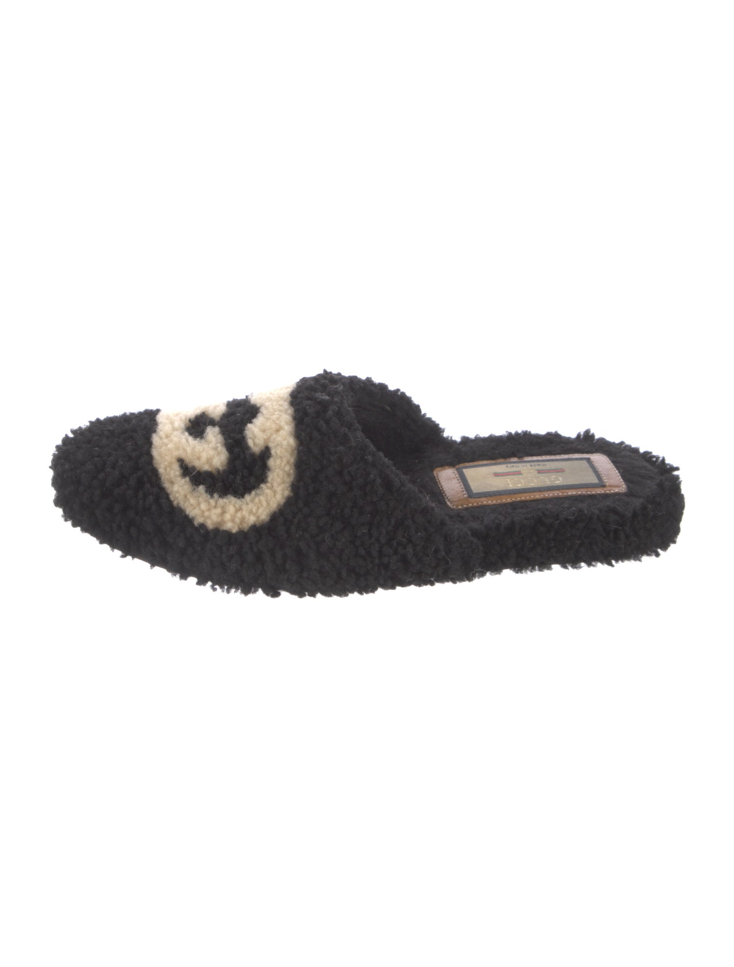 Gucci Interlocking G Logo Shearling Mules