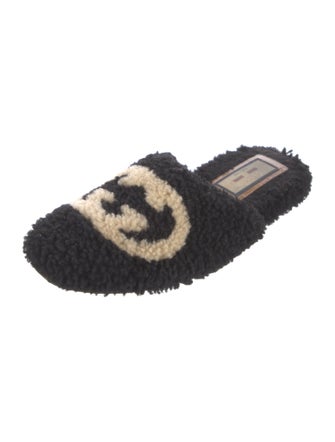 Gucci Interlocking G Logo Shearling Mules