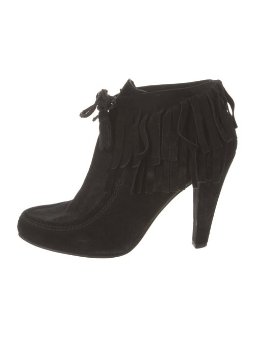 Gucci Suede Fringe Trim Accent Lace-Up Boots