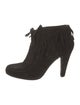 Gucci Suede Fringe Trim Accent Lace-Up Boots