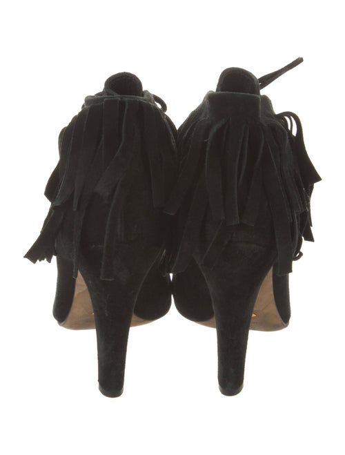 Gucci Suede Fringe Trim Accent Lace-Up Boots