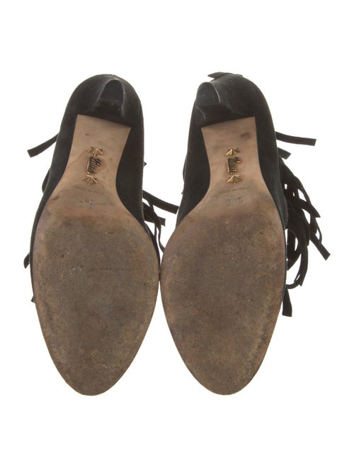 Gucci Suede Fringe Trim Accent Lace-Up Boots