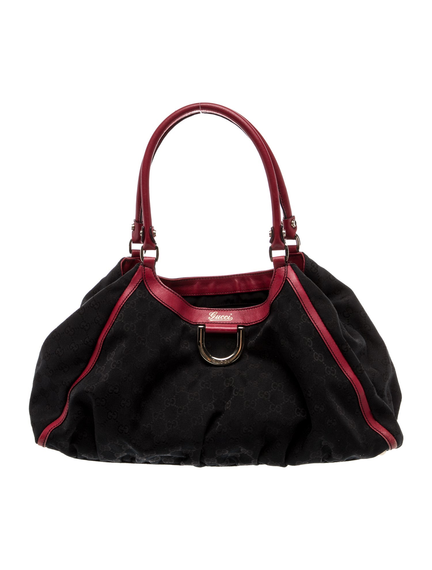 Gucci Canvas Black GG Canvas Large D-Ring Hobo Bag