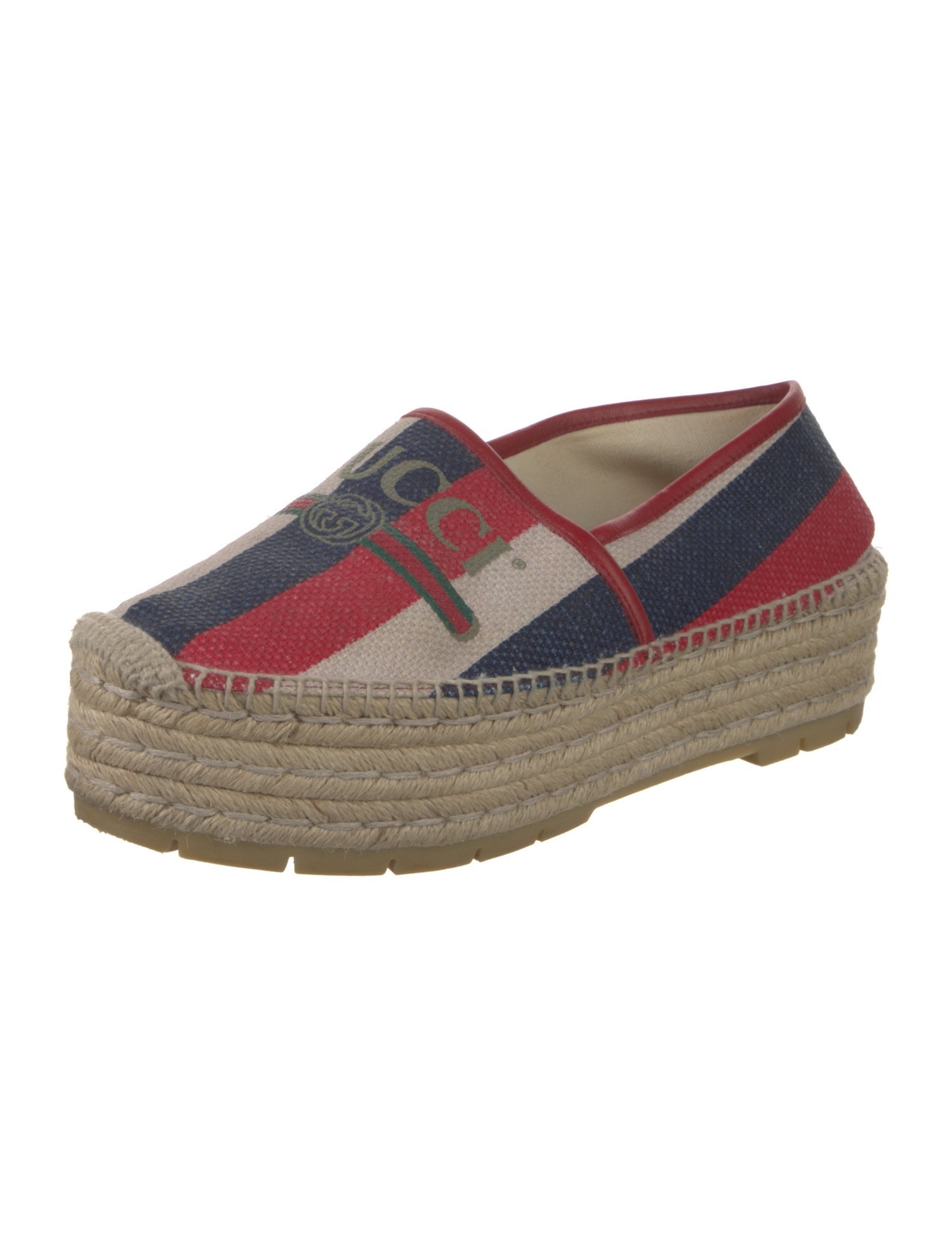 Gucci Sylvie Web Accent Canvas Espadrilles