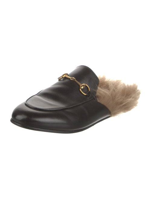 Gucci Leather Fur Trim Mules