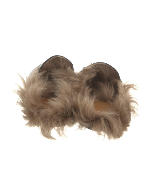 Gucci Leather Fur Trim Mules