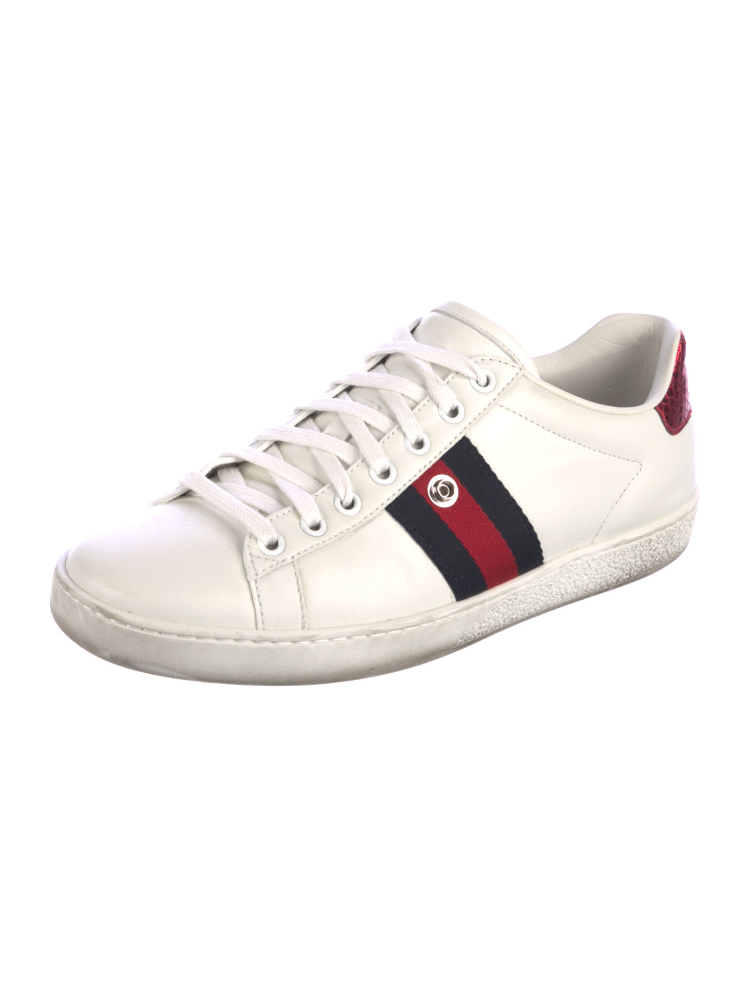 Gucci Web Accent Leather Sneakers