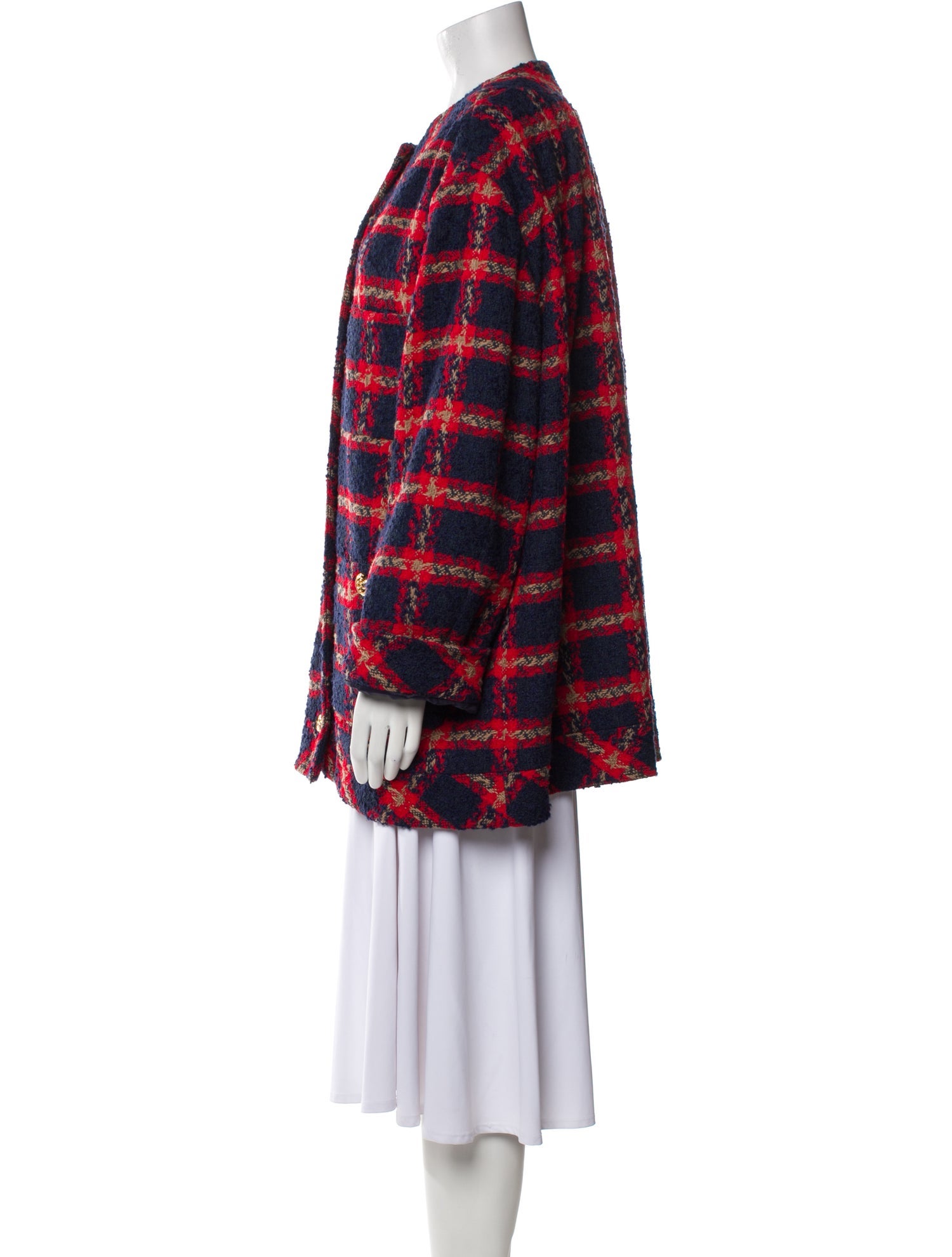 Gucci Tweed Plaid Print Coat