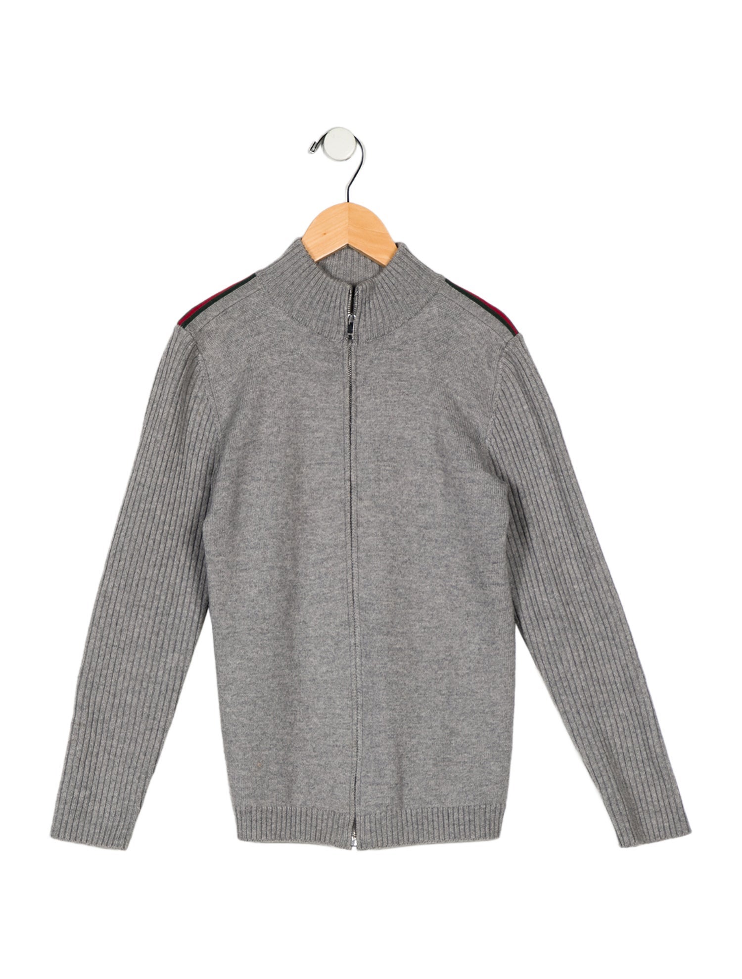 Gucci Kids Boys' Web Accent Virgin Wool Cardigan