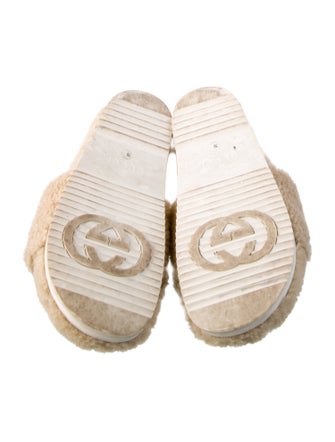 Gucci Interlocking G Logo Shearling Slides