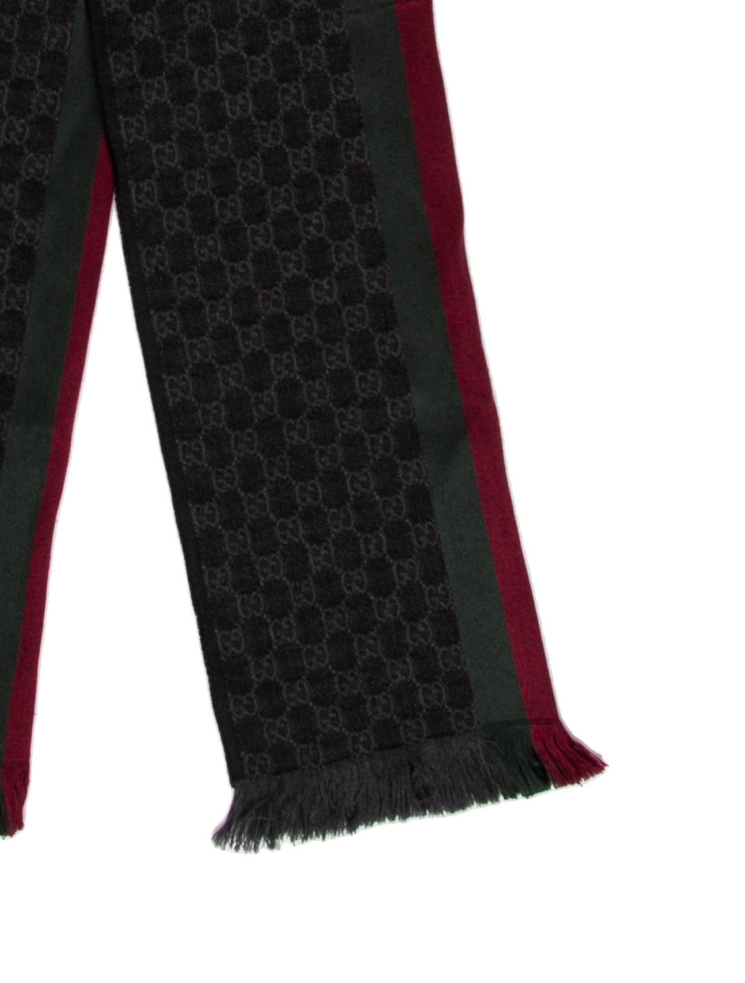 Gucci GG Monogram Jacquard Muffler Wool Scarf