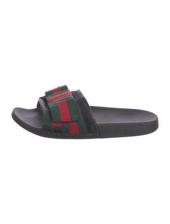 Gucci Web Accent Striped Slides