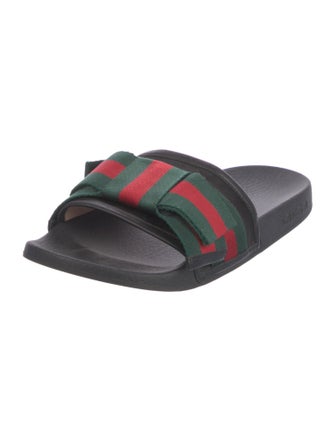 Gucci Web Accent Striped Slides