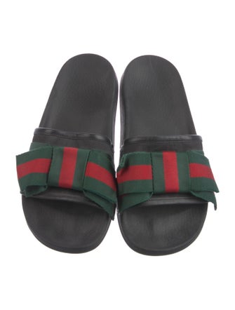 Gucci Web Accent Striped Slides