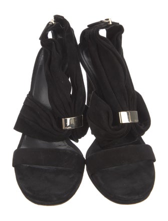 Gucci Suede Leather Trim Embellishment Sandals