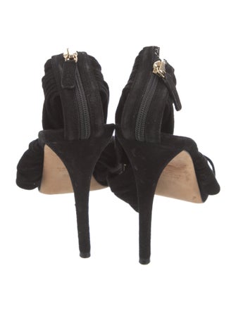 Gucci Suede Leather Trim Embellishment Sandals