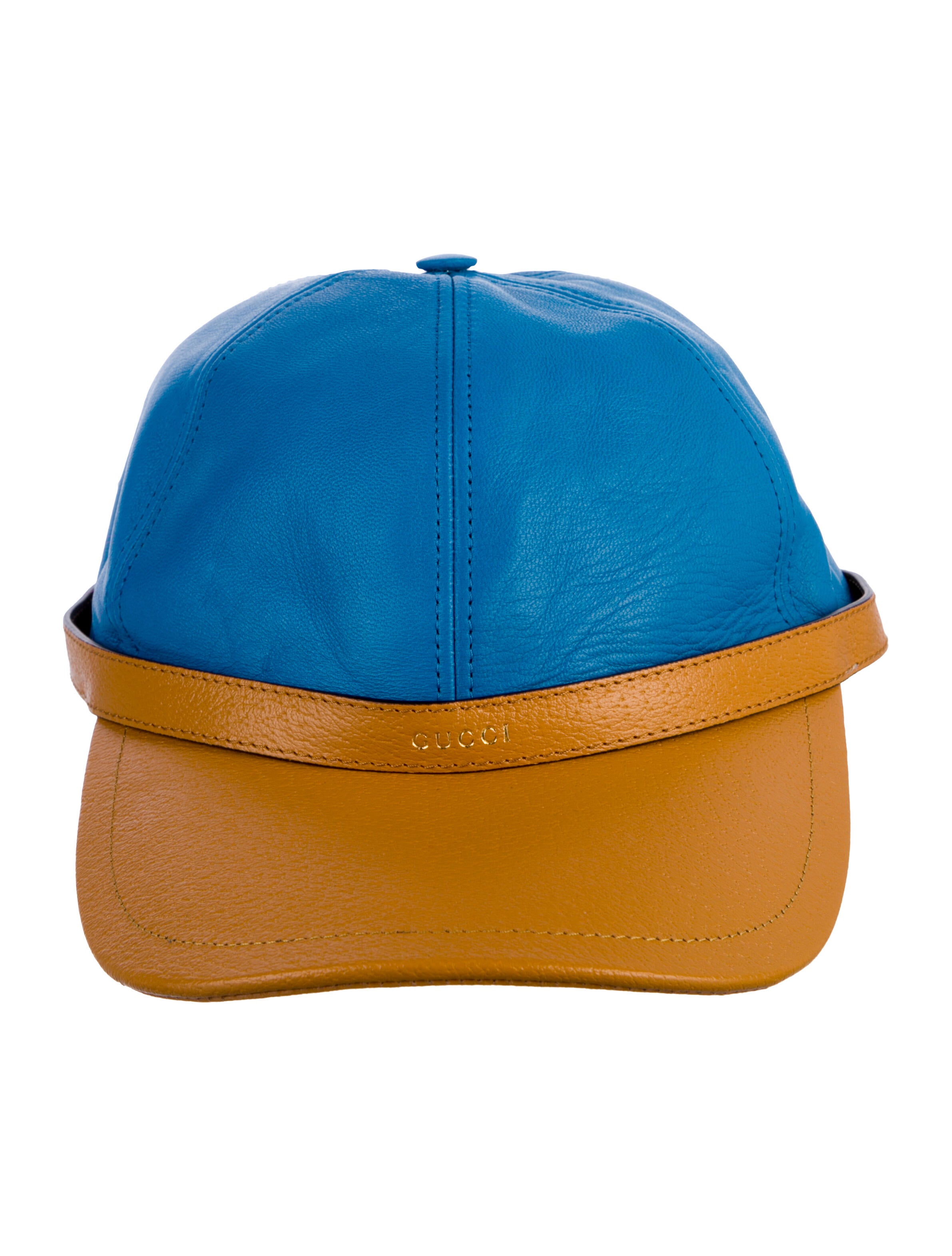 ハット GUCCI Baseball cap with leather visor Gucci Logo 6-panel Leather Baseball Cap - Blue Hats