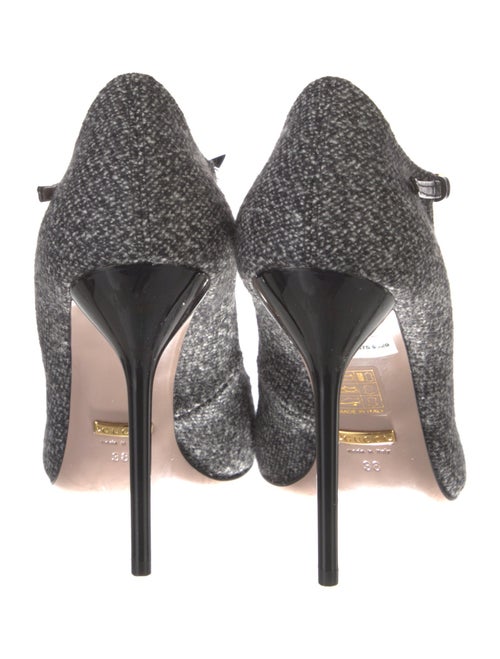 Gucci Tweed Pattern T-Strap Pumps