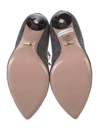 Gucci Tweed Pattern T-Strap Pumps