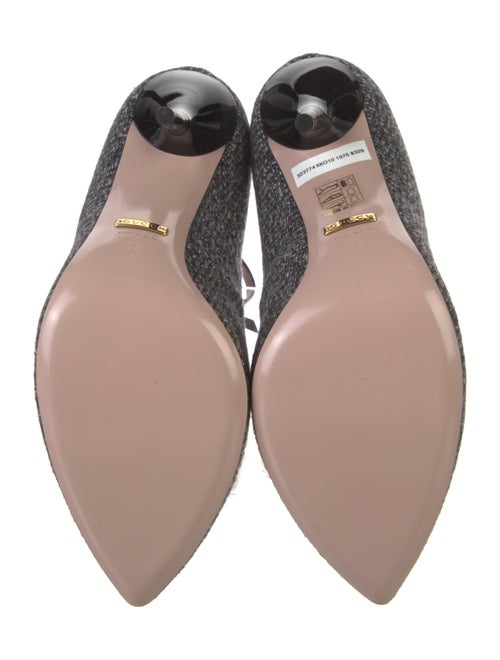 Gucci Tweed Pattern T-Strap Pumps