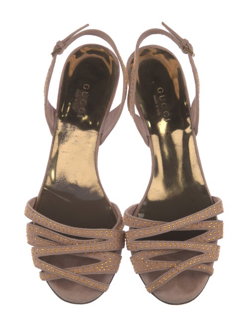 Gucci Suede Studded Accents Slingback Sandals