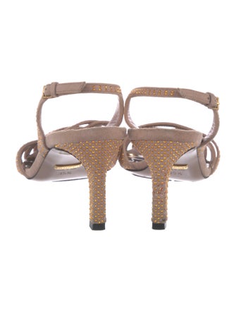 Gucci Suede Studded Accents Slingback Sandals