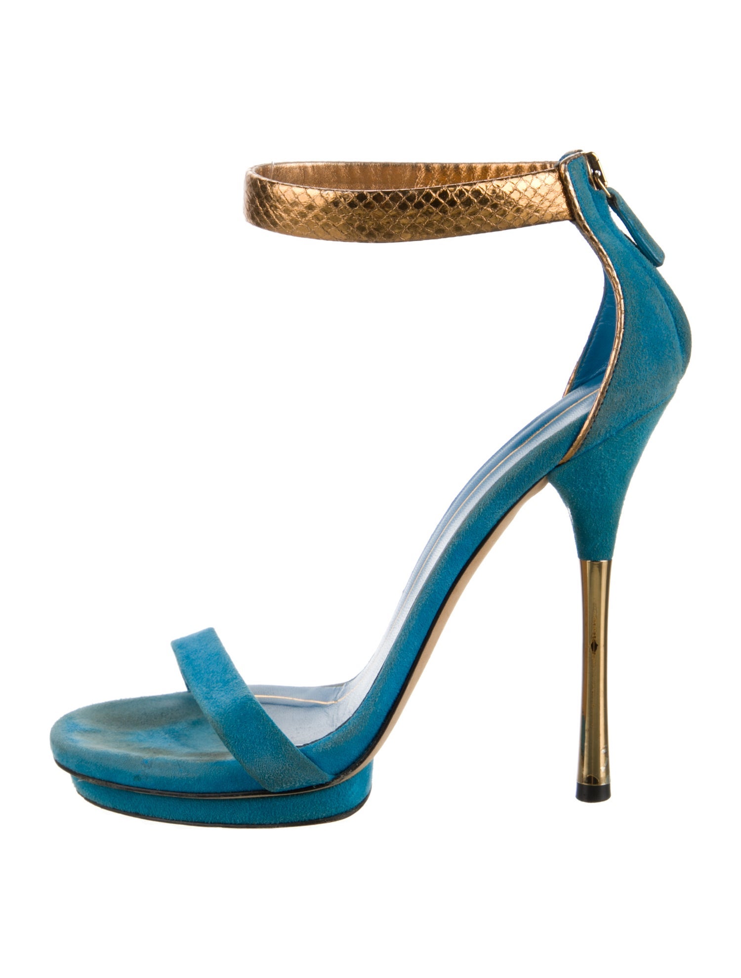 Gucci Suede Colorblock Pattern Sandals