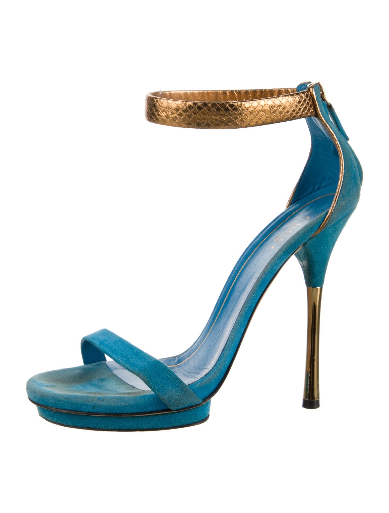 Gucci Suede Colorblock Pattern Sandals