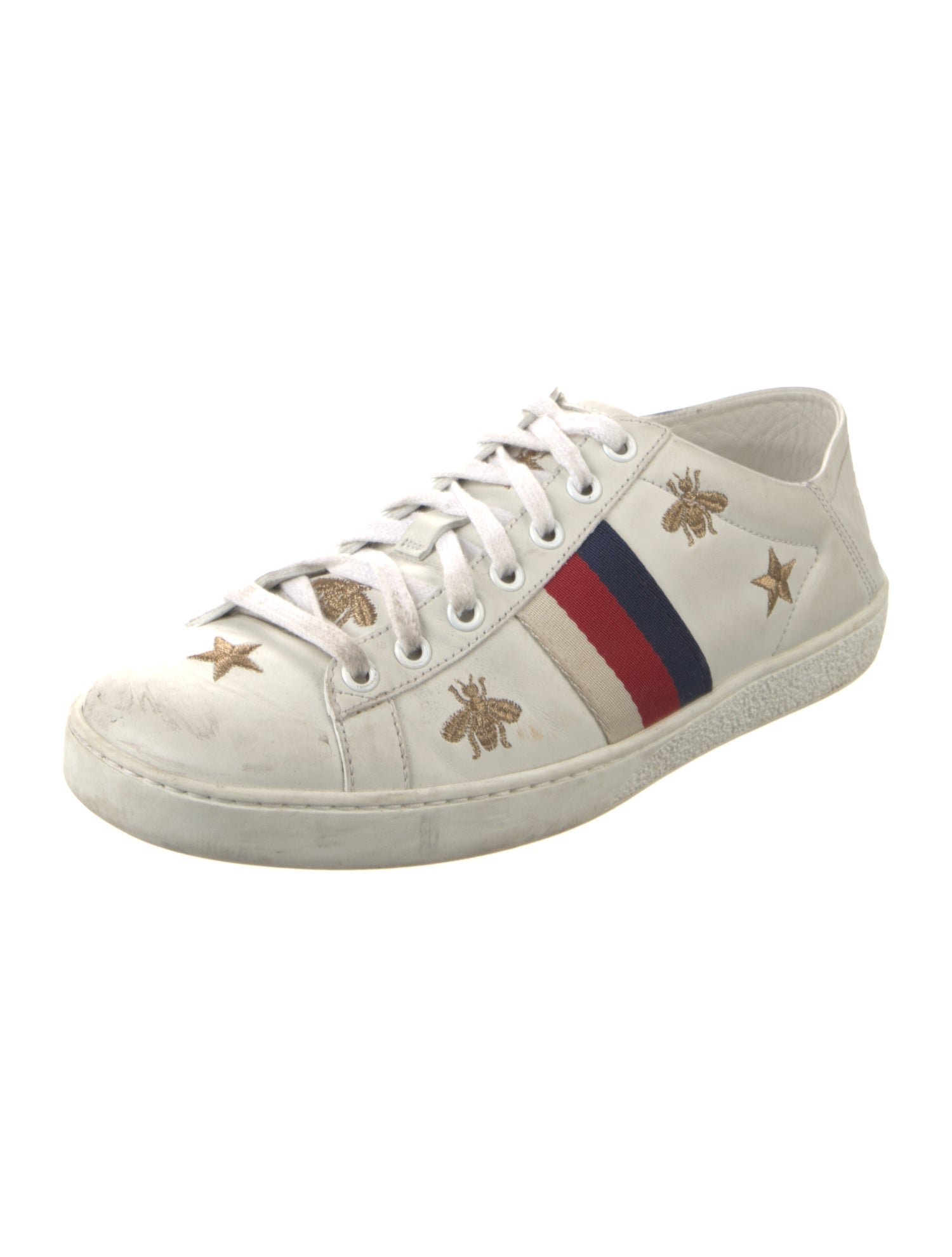 Gucci Leather Colorblock Pattern Sneakers