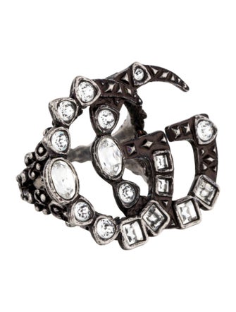 Gucci Crystal Double G Cocktail Ring