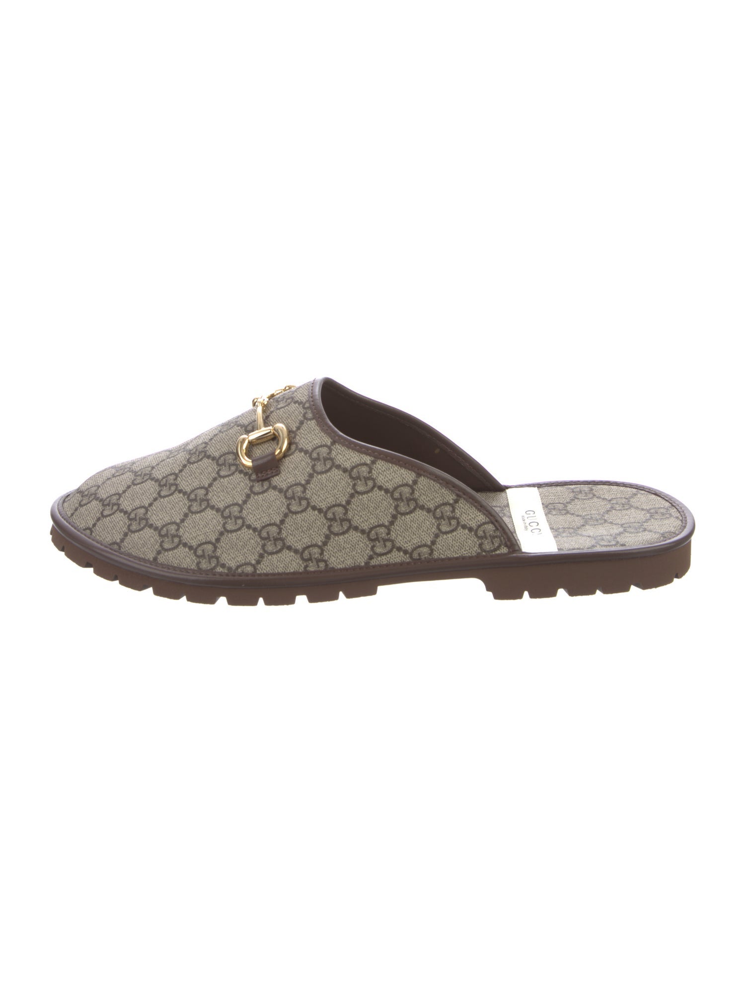 Gucci GG Supreme Leather Trim Embellishment Slippers w/ Tags