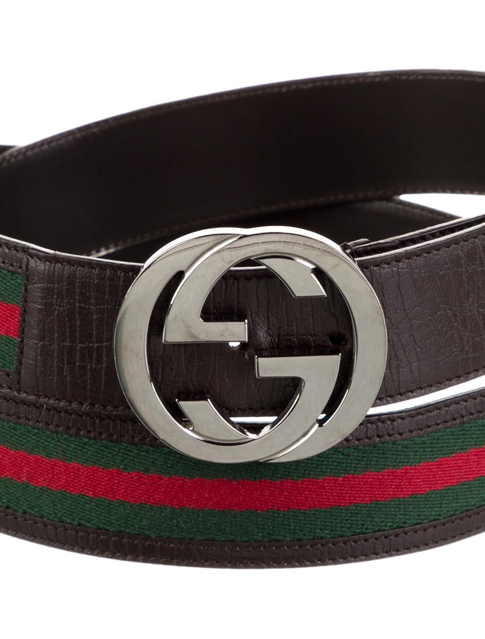 Gucci Web Accent Leather Belt Kit