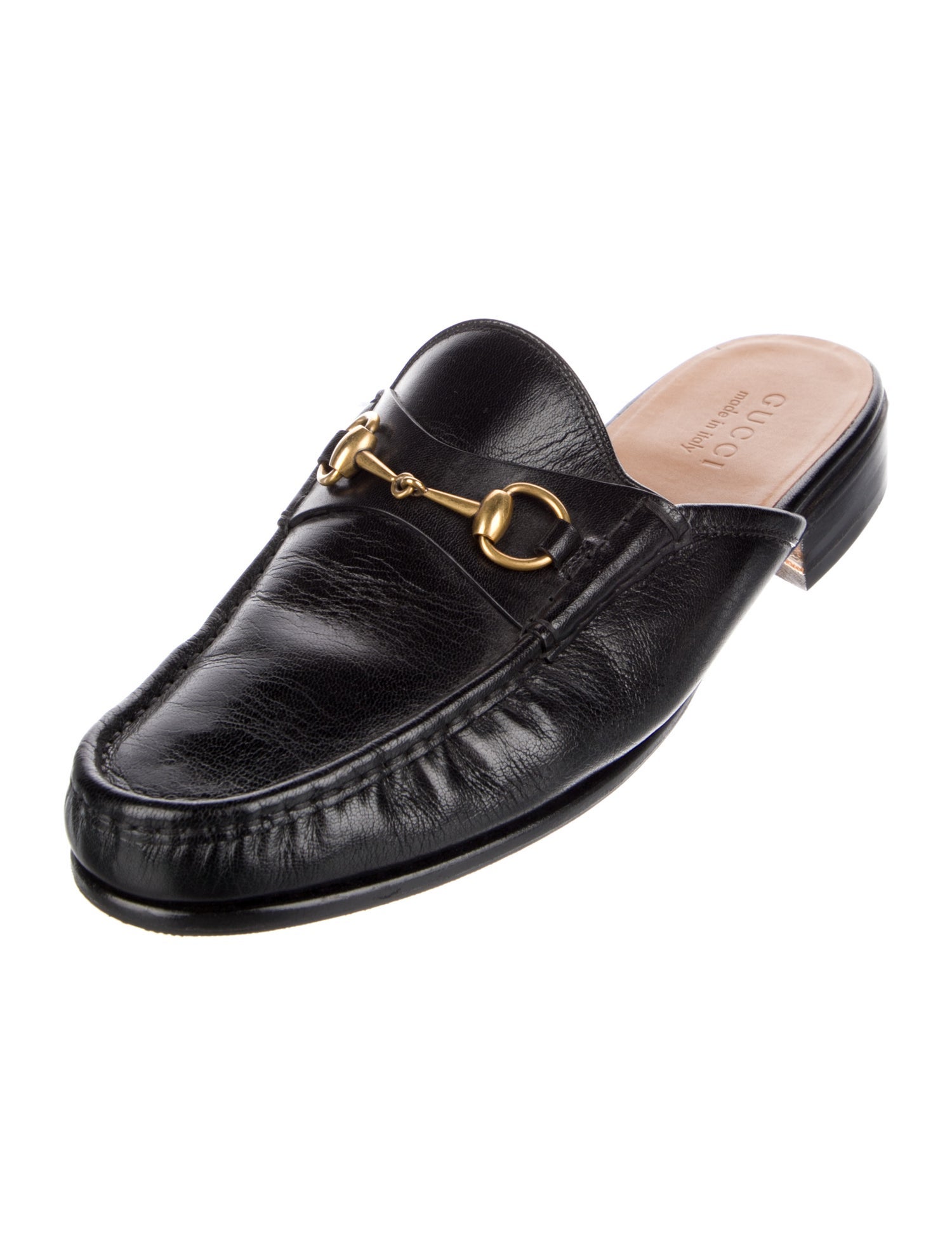 Gucci Horsebit Accent Leather Slippers
