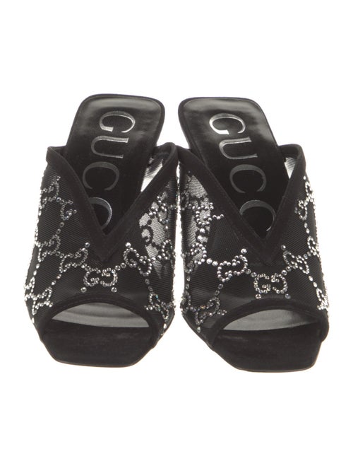 Gucci Suede Crystal Embellishments Mules