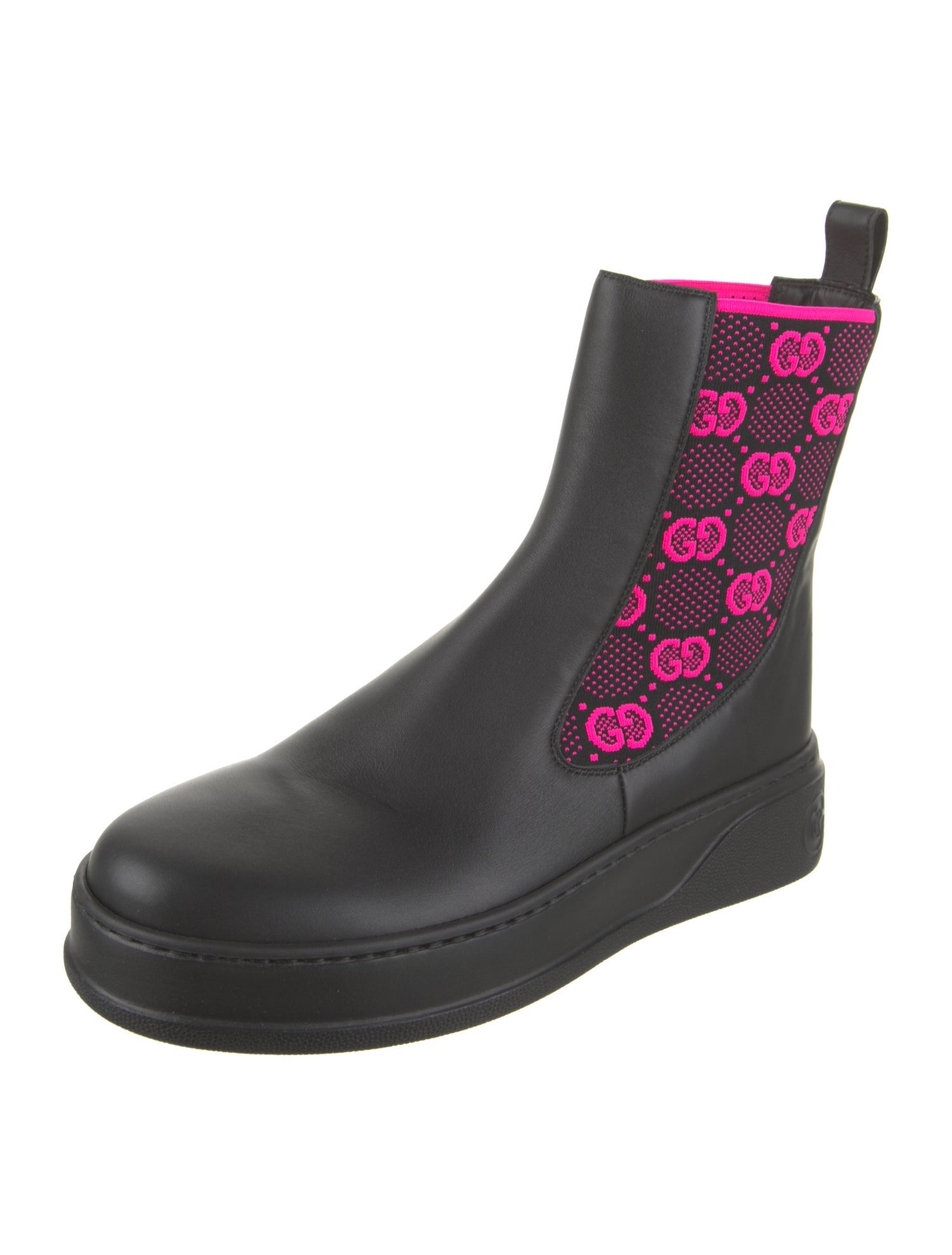 Gucci Leather Printed Chelsea Boots