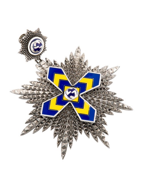 Gucci Enamel Interlocking G Cross Brooch