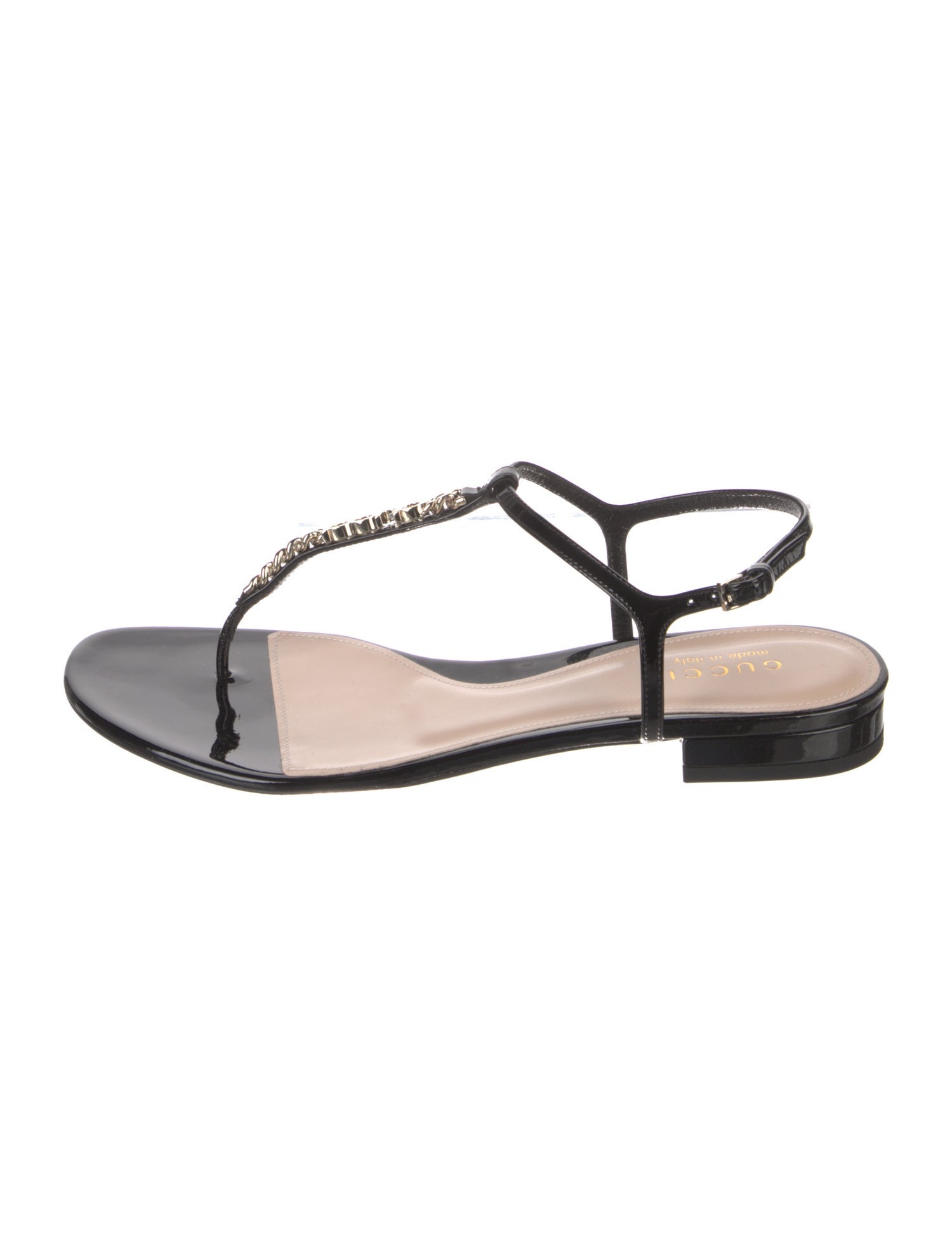 Gucci Patent Leather T-Strap Sandals w/ Tags