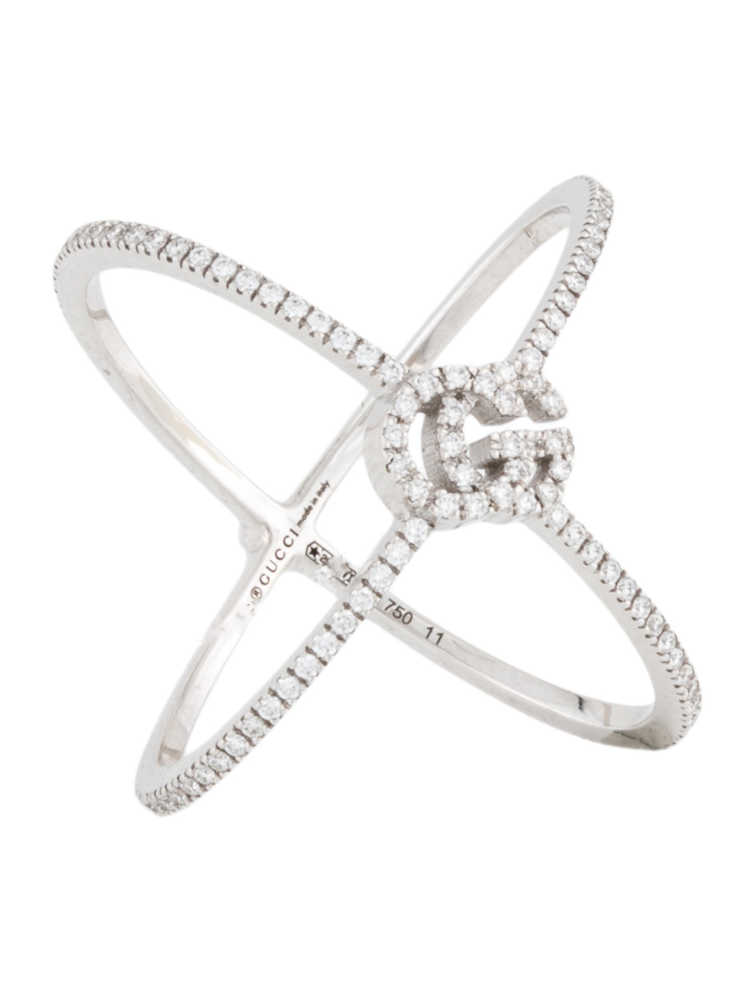 Gucci 18K Diamond Double GG Crossover Ring