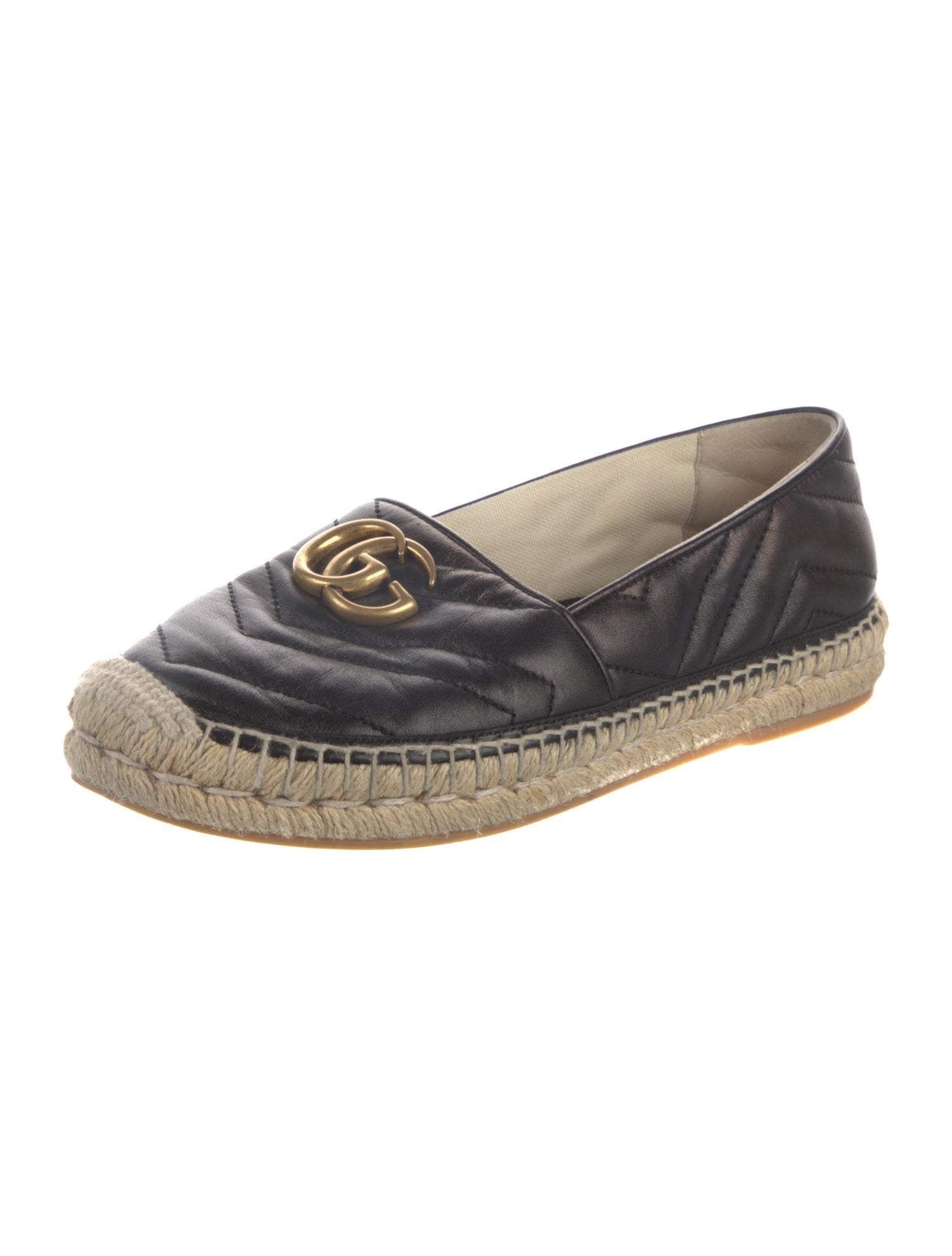 Gucci Double G Logo Leather Espadrilles