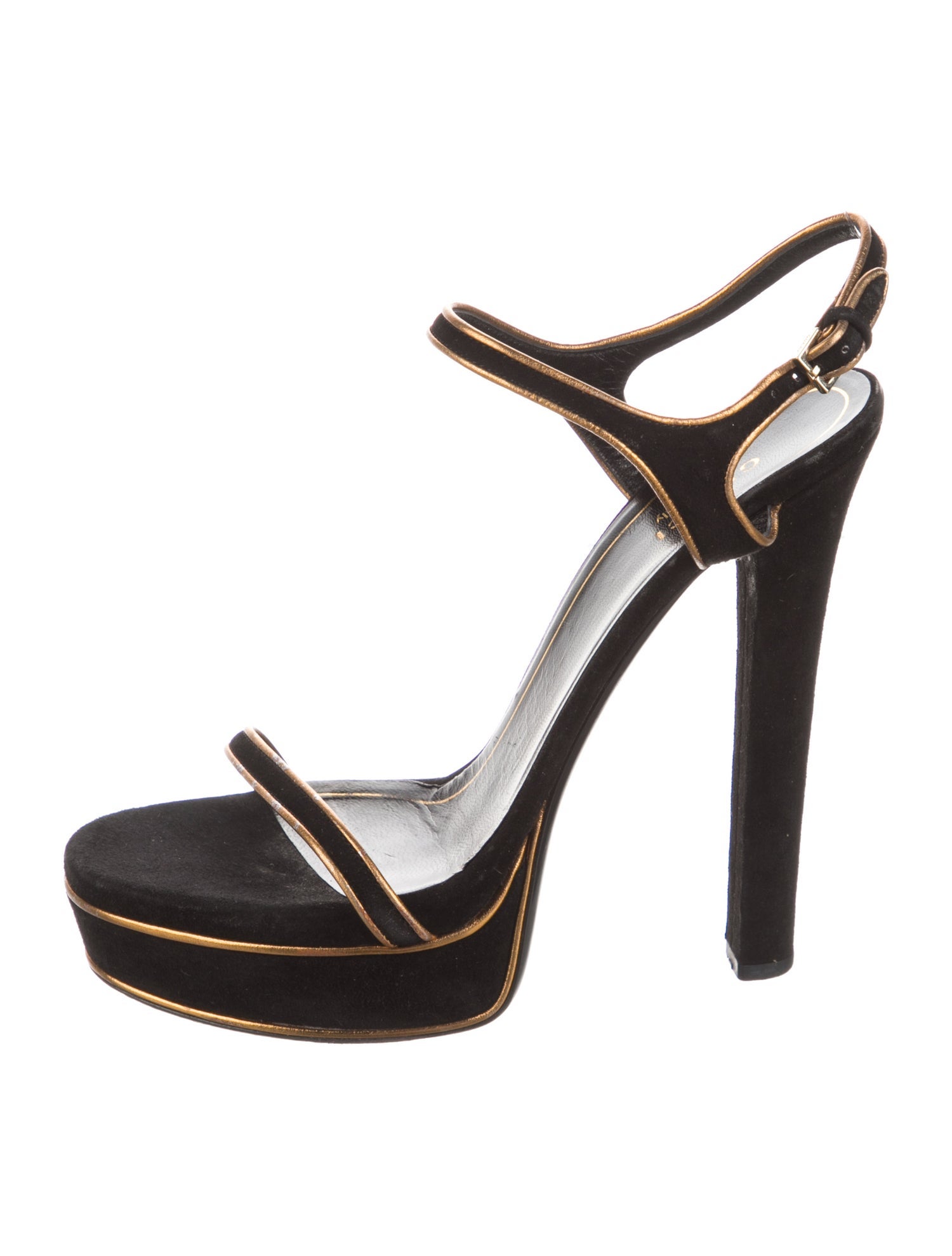 Gucci Suede Leather Trim Embellishment Sandals