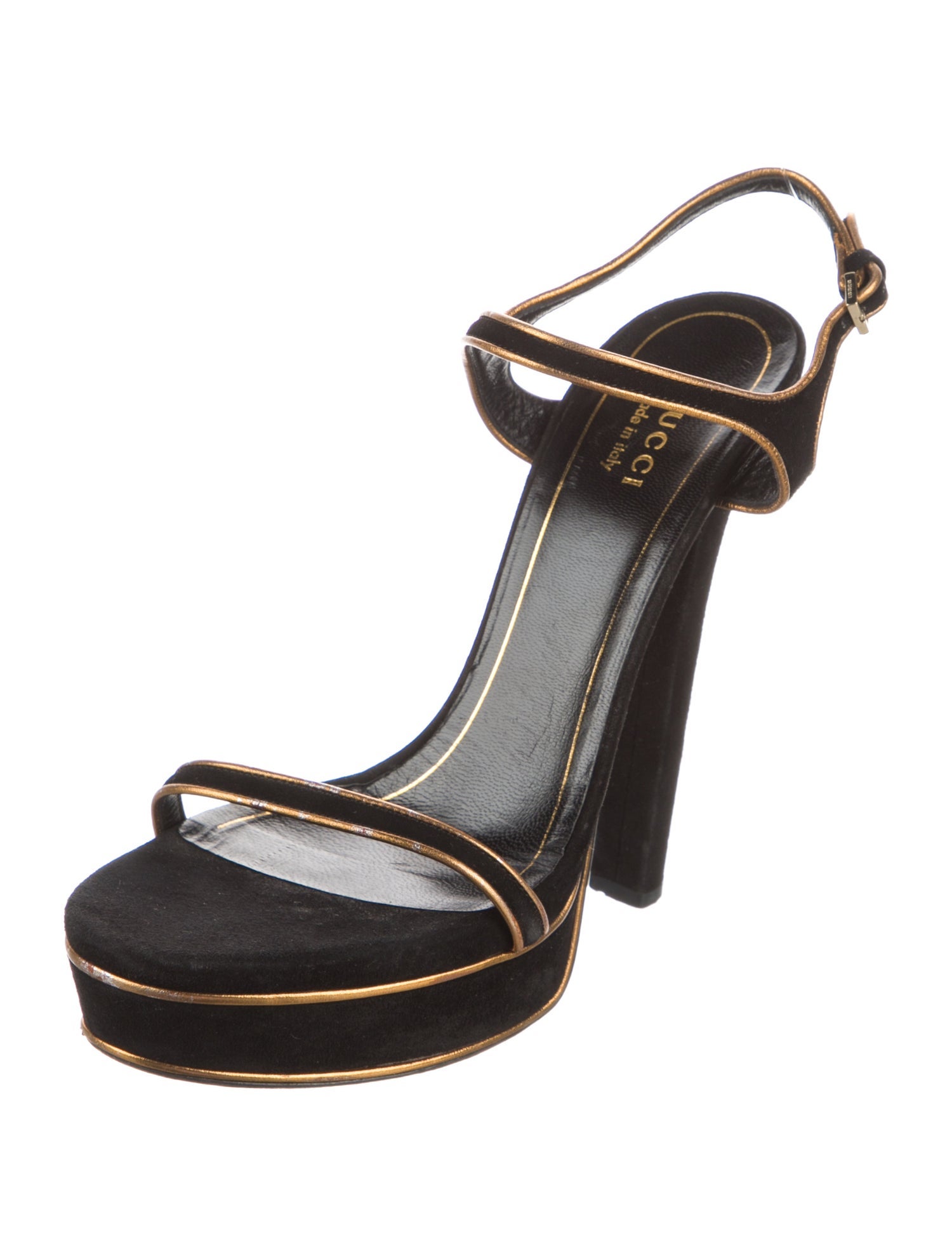 Gucci Suede Leather Trim Embellishment Sandals