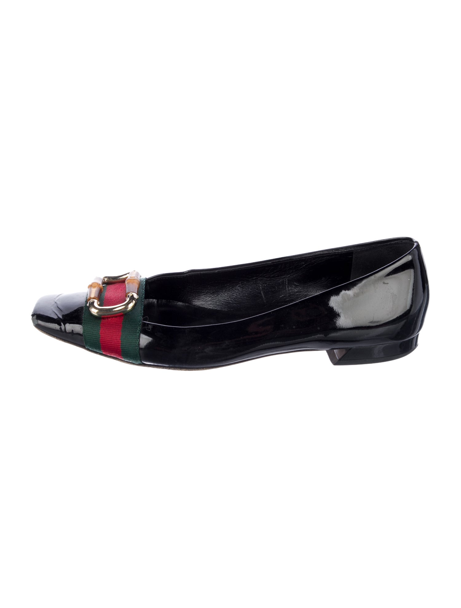 Gucci Web Accent Patent Leather Flats