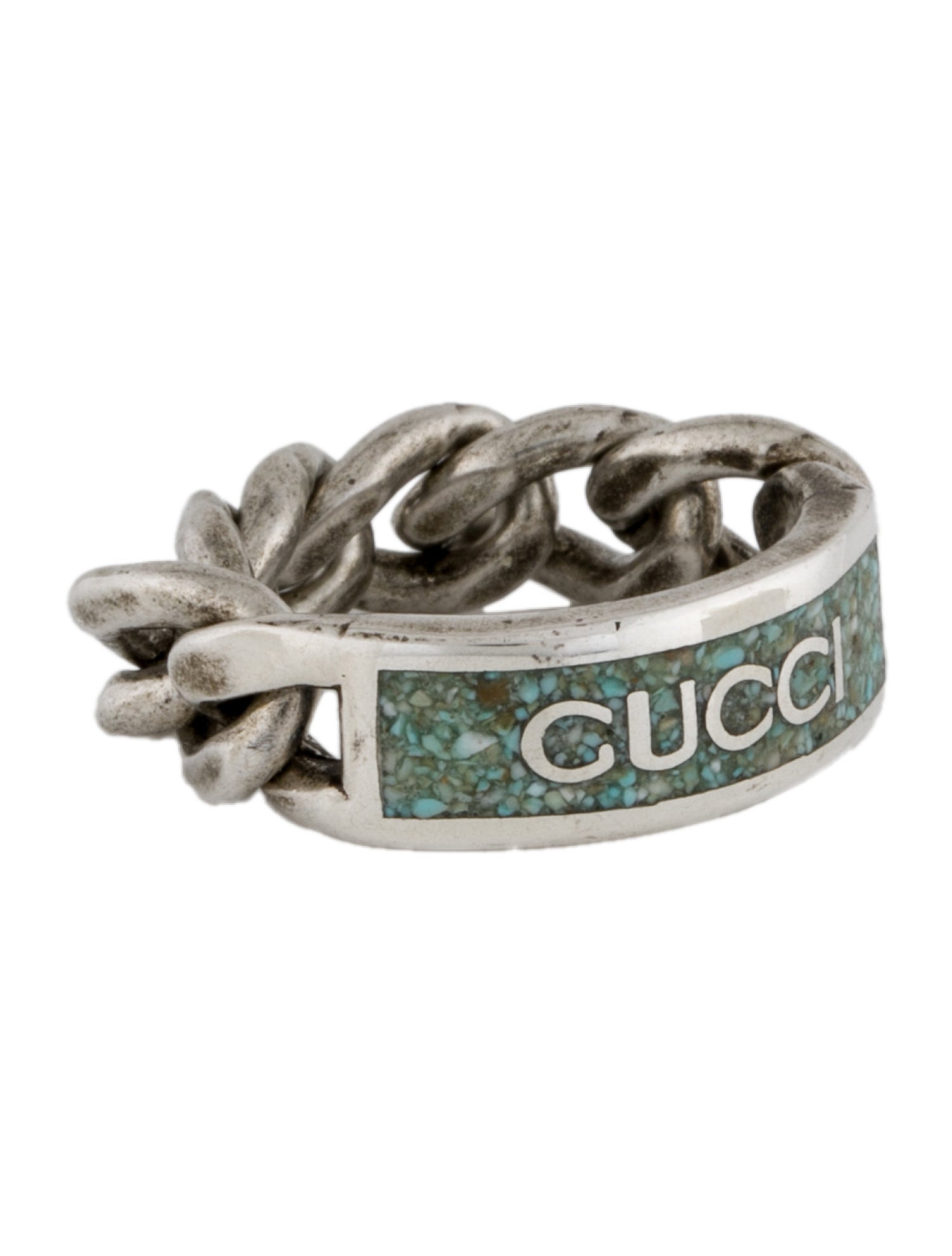 Gucci Enamel Logo Chain Ring