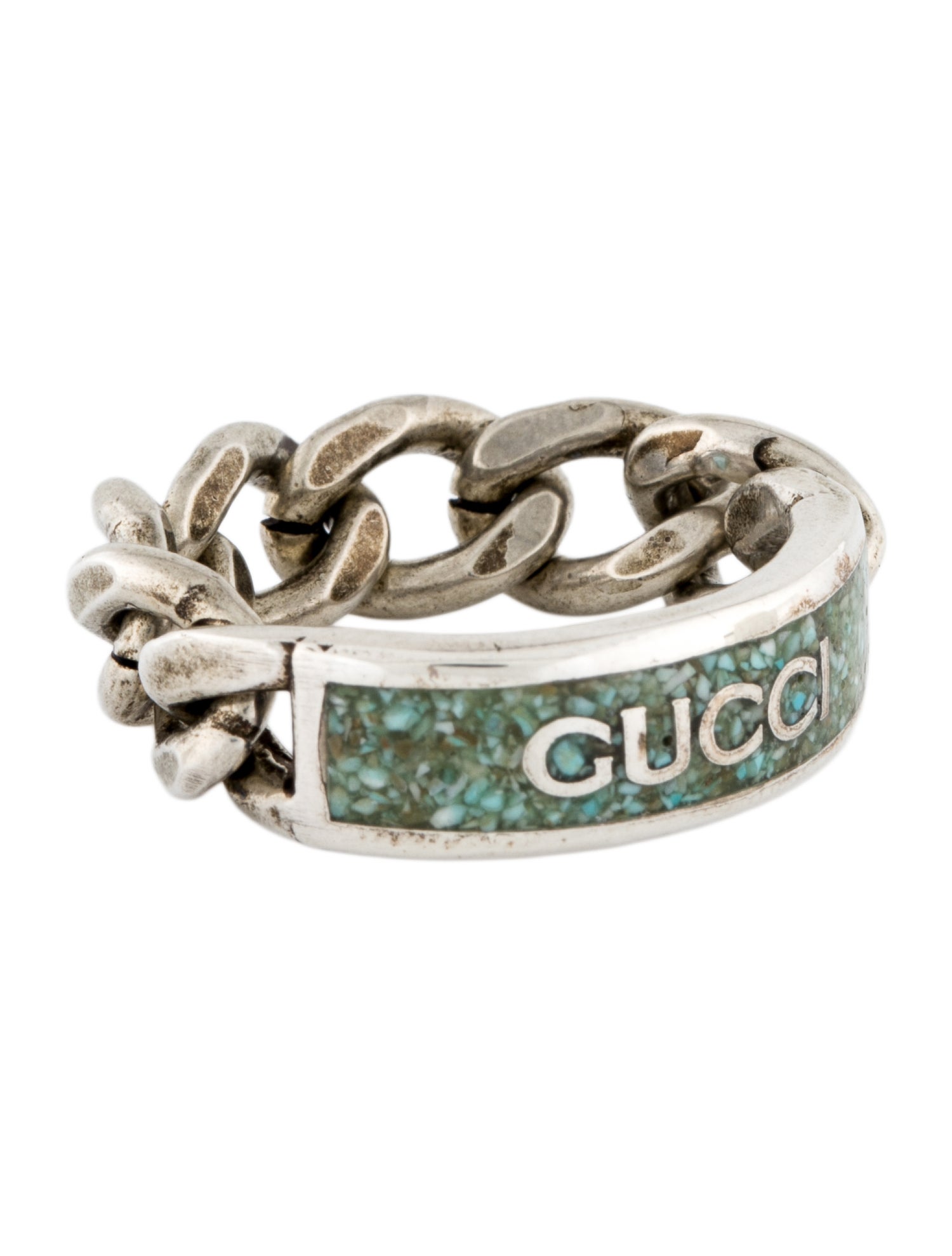 Gucci Enamel Logo Chain Ring