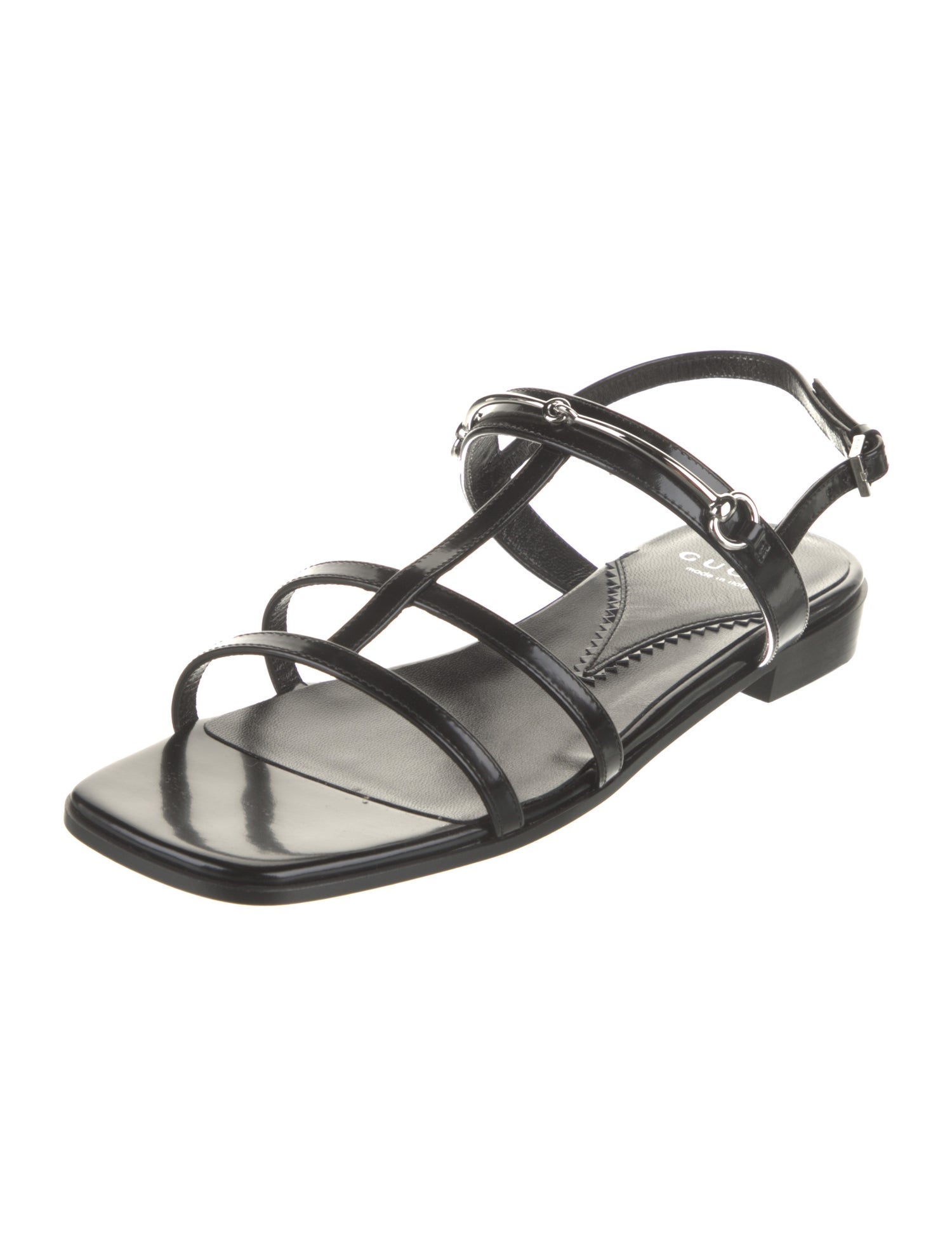 Gucci Horsebit Accent Leather Slingback Sandals