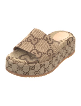 Gucci Canvas Printed Slides