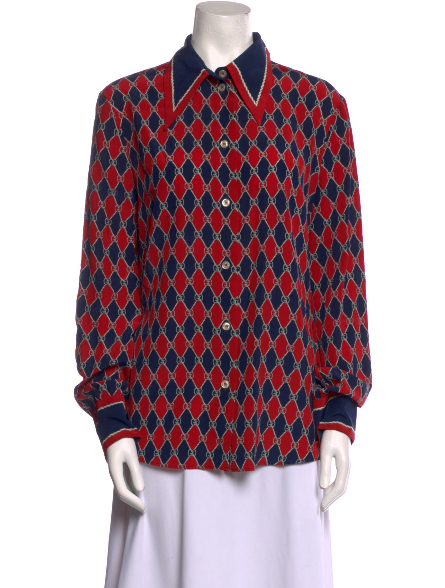 Gucci 2017 GG Rhombus Button-Up Top