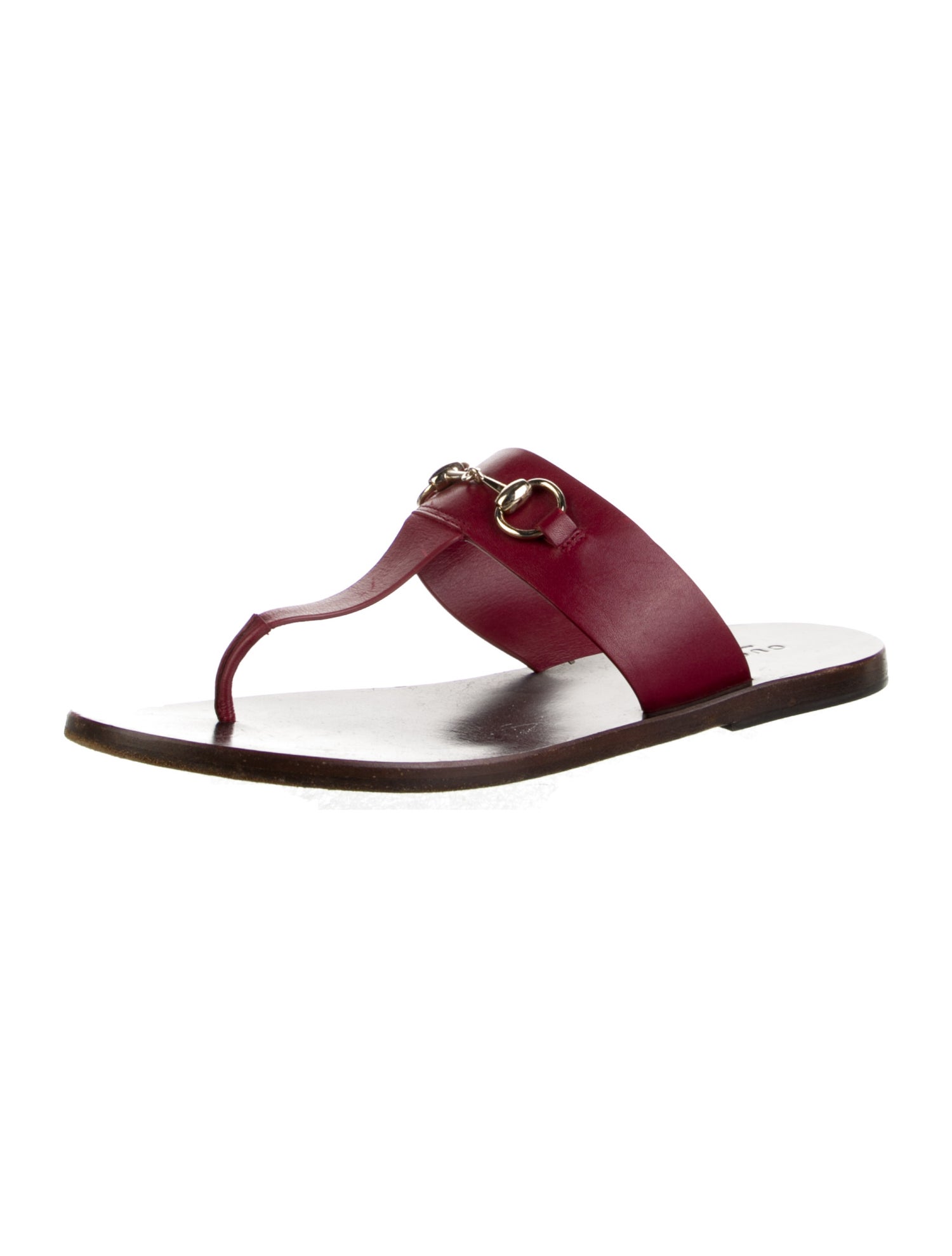 Gucci Horsebit Accent Leather T-Strap Sandals